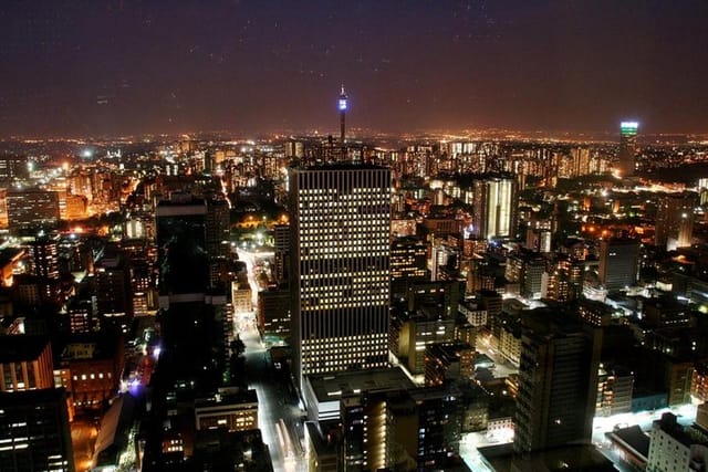 Joburg view at night from the Carlton Centre